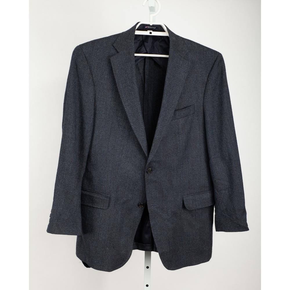 Hart Schaffner Marx Blazer Mens 42R Blue Charcoal Herringbone Sport Coat USA